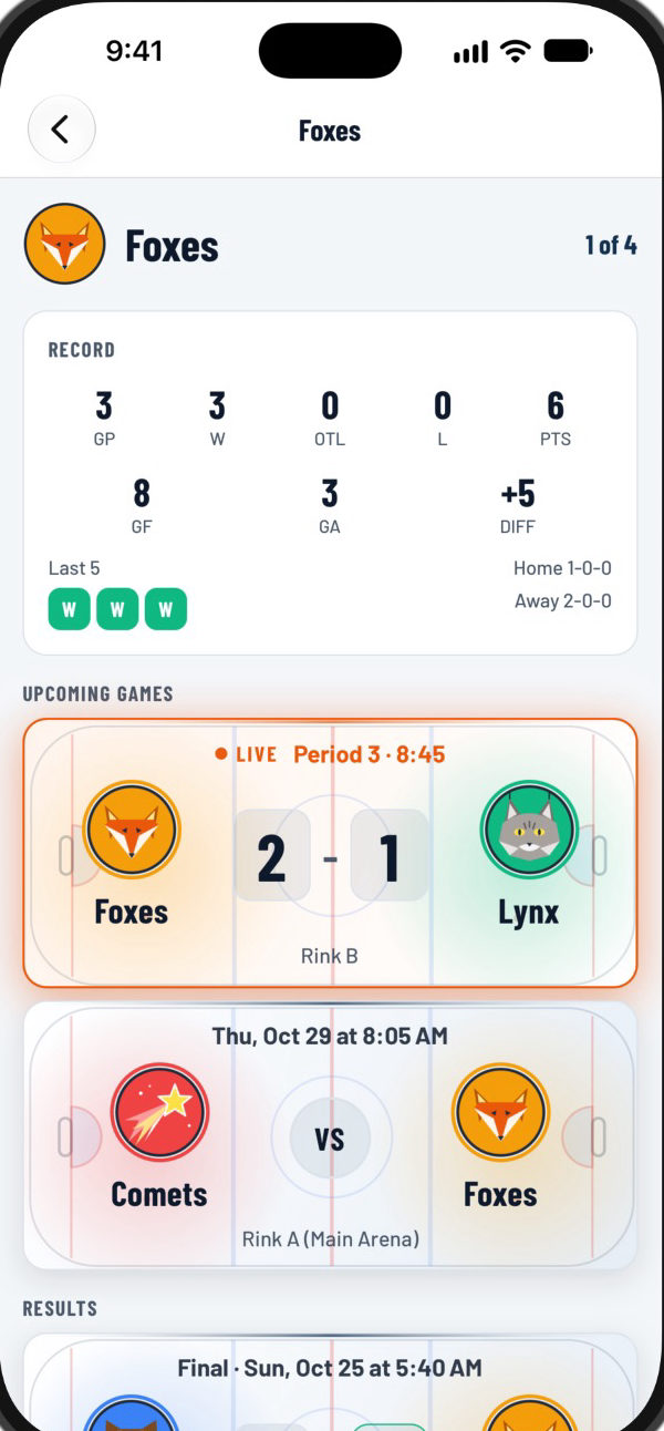 The Foxes team page: record, last five results and upcoming games